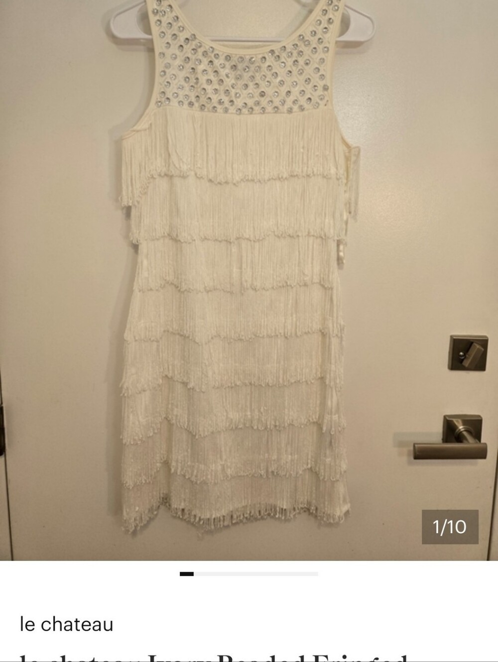 le chateau Ivory Beaded Fringed Cocktail Dress - Picture 11 of 11